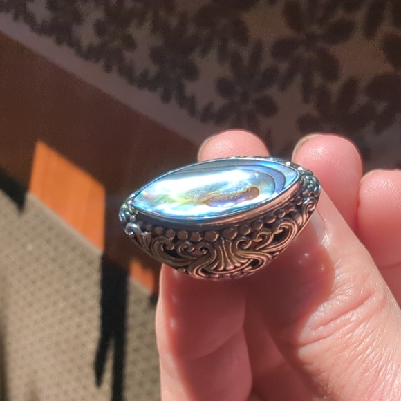 Genuine Abolony 925 Sterling Silver Ring Size 5